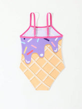Young Girl Spaghetti Strap Backless Floral Print One-Piece Swimsuit